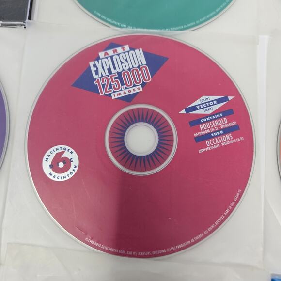 Vintage Macintosh Art Explosion 750,000 Design Software 13 Disc Set 1996 Unused - Picture 13 of 16